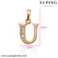33018 Xuping mais recentes projetos de jóias de ouro personalizado letra u pingente fornecendo amostra grátis